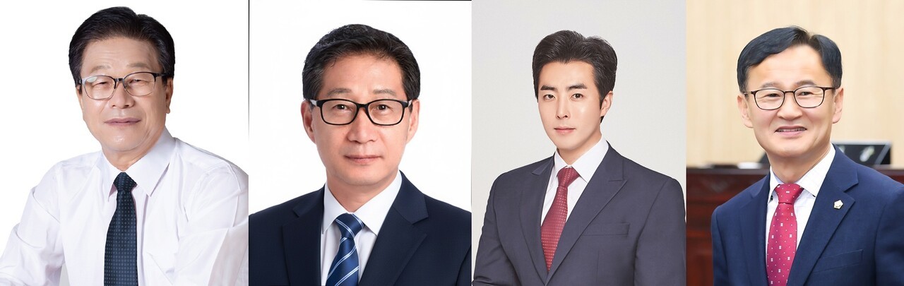 민주당 박만식(가)후보       민주당 강충환(나)후보        국민의힘 윤한웅(가)후보        국민의힘 정천식(나) 후보